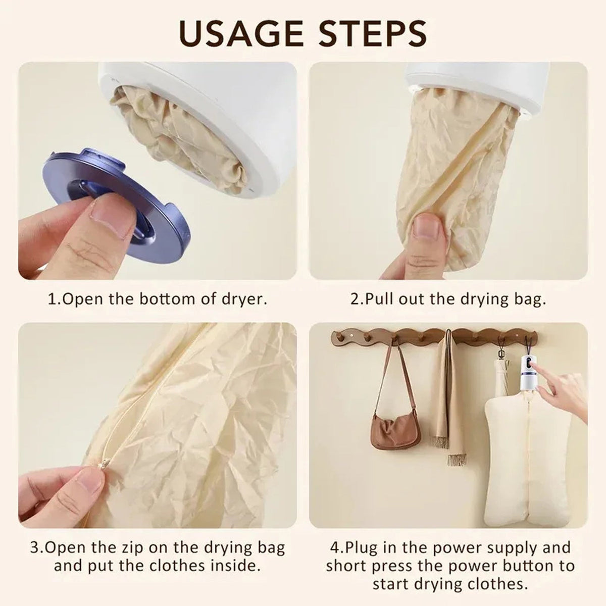 AirieLuxe Portable Travel Clothes Dryer with 360° Hot Air Circulation