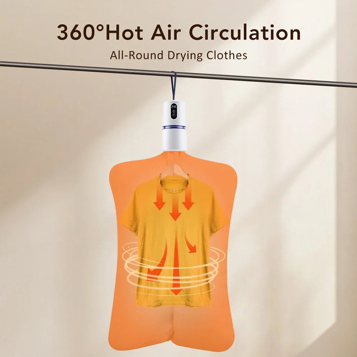 AirieLuxe Portable Travel Clothes Dryer with 360° Hot Air Circulation