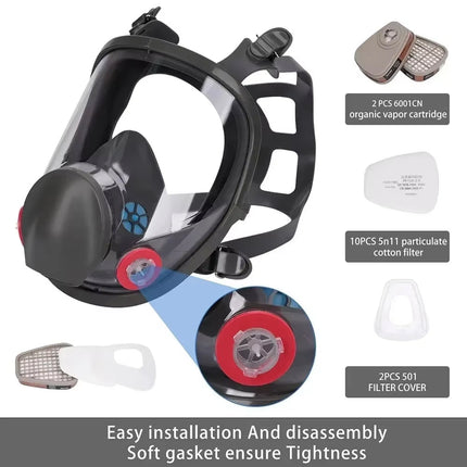 AiroLabix Full Face Respirator Mask with KN95 Dual Filtration