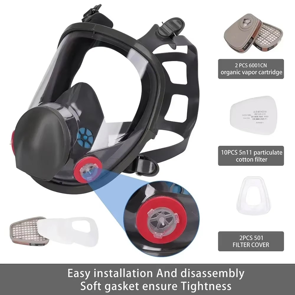 AiroLabix Full Face Respirator Mask with KN95 Dual Filtration
