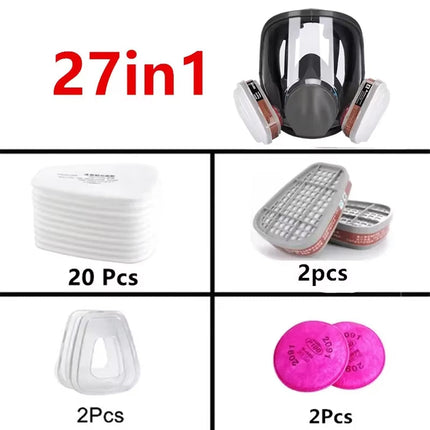 AiroLabix Full Face Respirator Mask with KN95 Dual Filtration