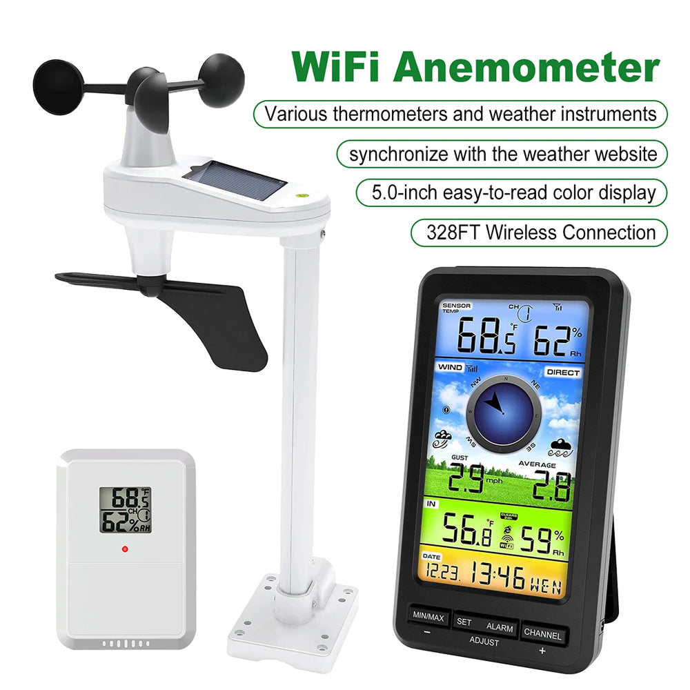 AiryVonex Solar Powered WiFi Weather Station with HD Display