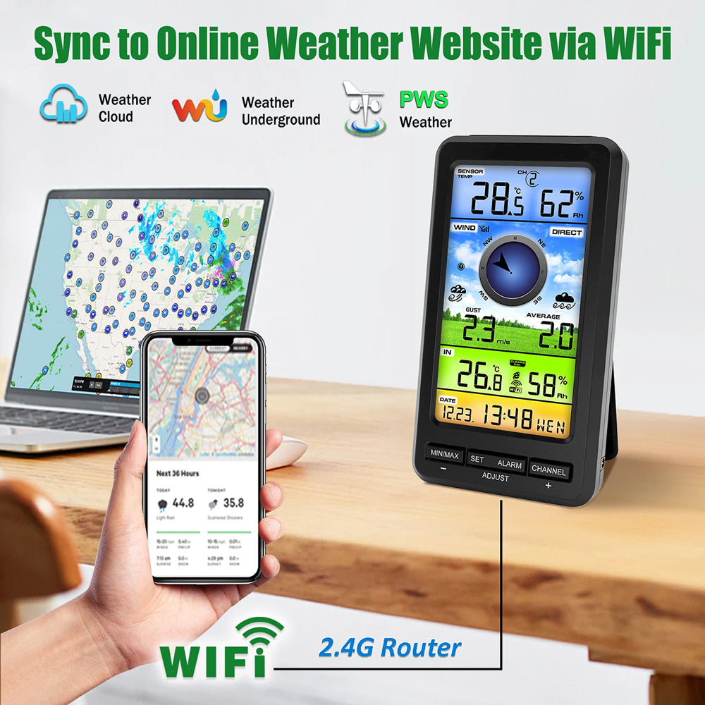 AiryVonex Solar Powered WiFi Weather Station with HD Display