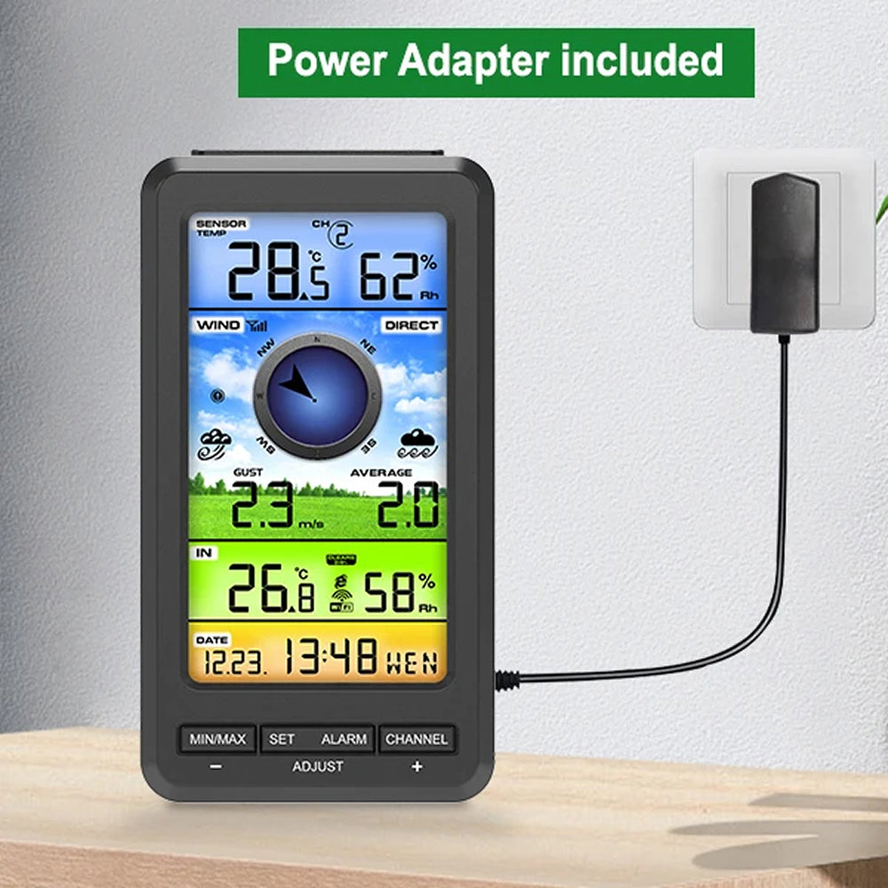 AiryVonex Solar Powered WiFi Weather Station with HD Display