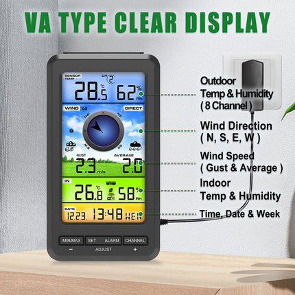 AiryVonex Solar Powered WiFi Weather Station with HD Display