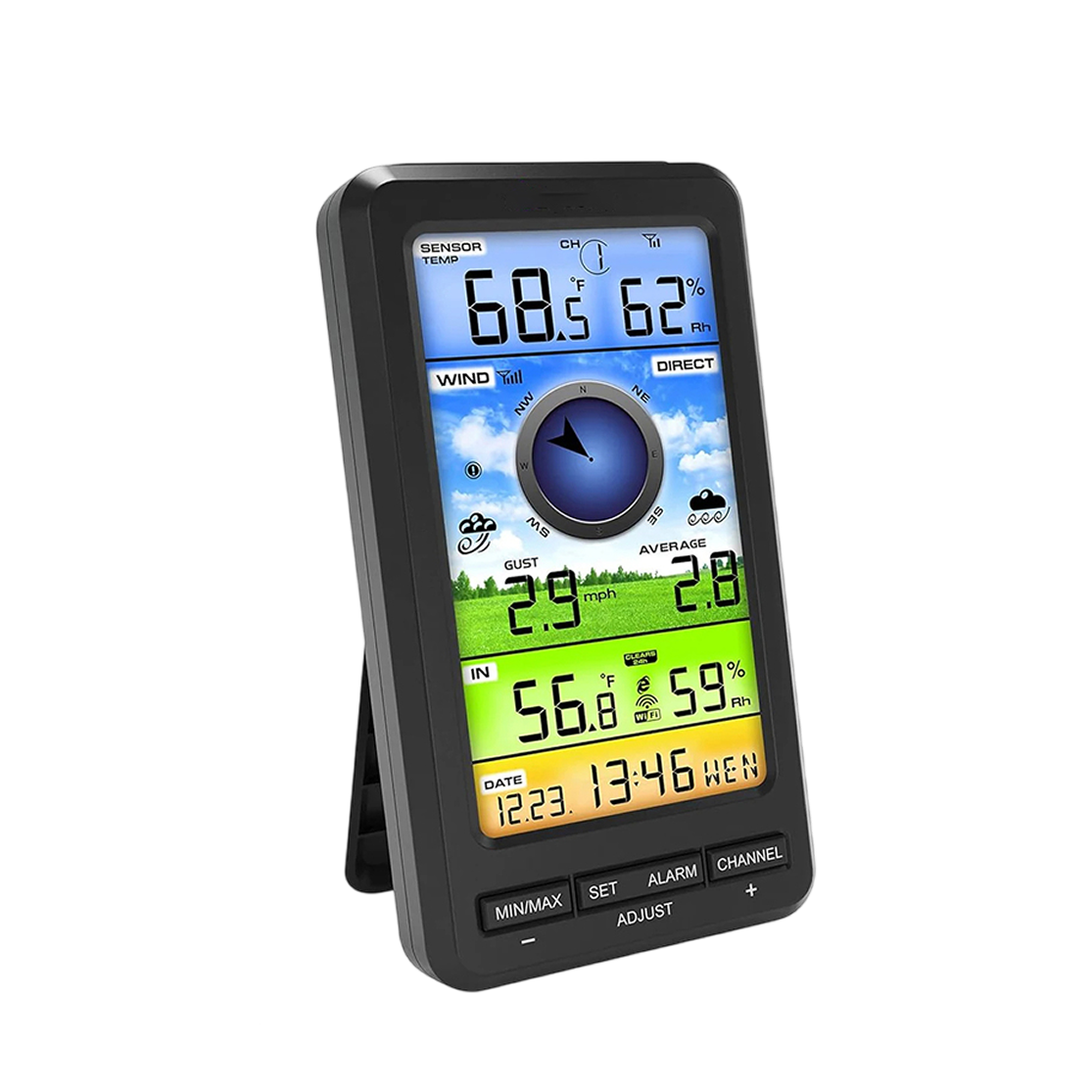 AiryVonex Solar Powered WiFi Weather Station with HD Display