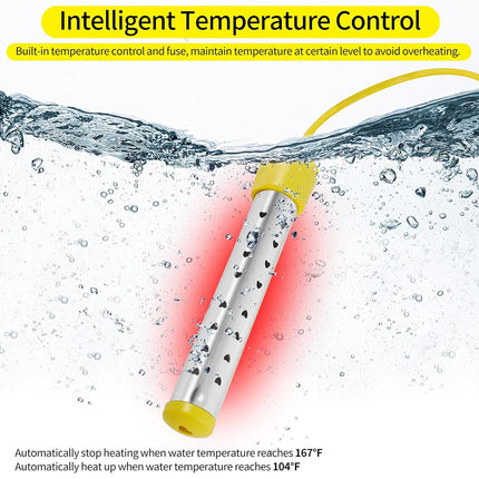 AquaFlari 2500W Portable Bathtub Immersion Water Heater with Anti-Scald Guard