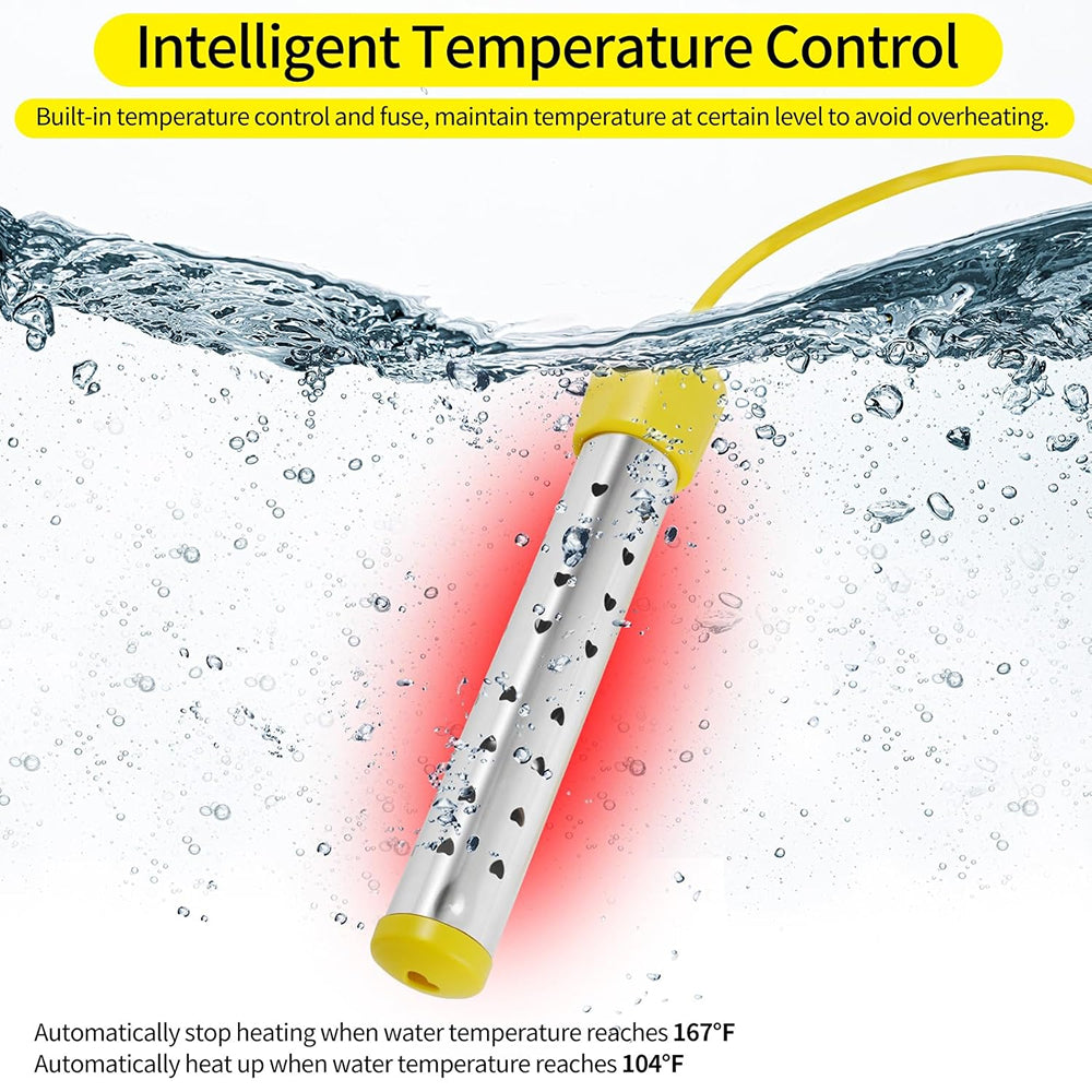 AquaFlari 2500W Portable Bathtub Immersion Water Heater with Anti-Scald Guard