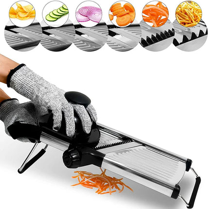 BladeAuxi Adjustable Mandoline Slicer with 6 Cuts & Safety Glove