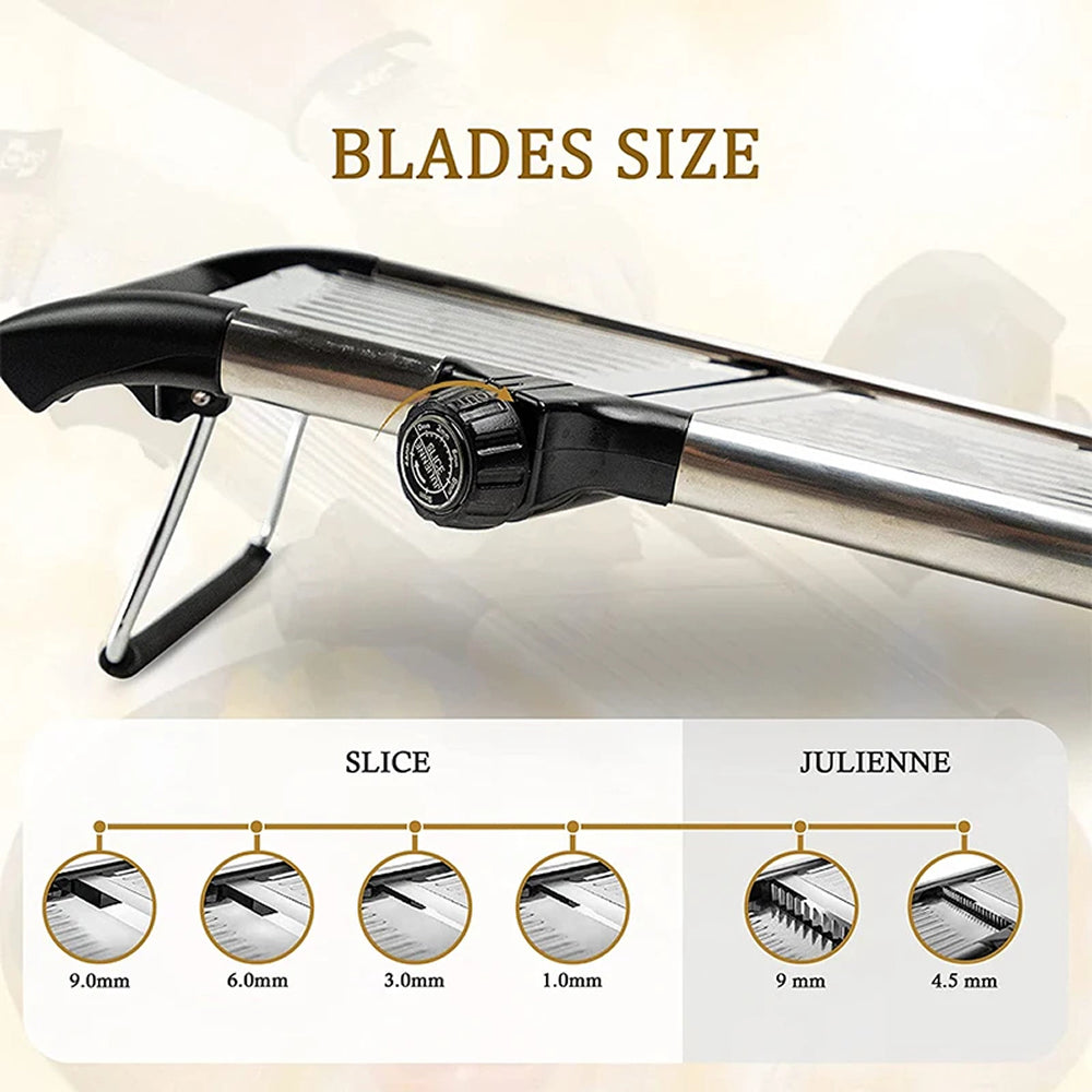 BladeAuxi Adjustable Mandoline Slicer with 6 Cuts & Safety Glove