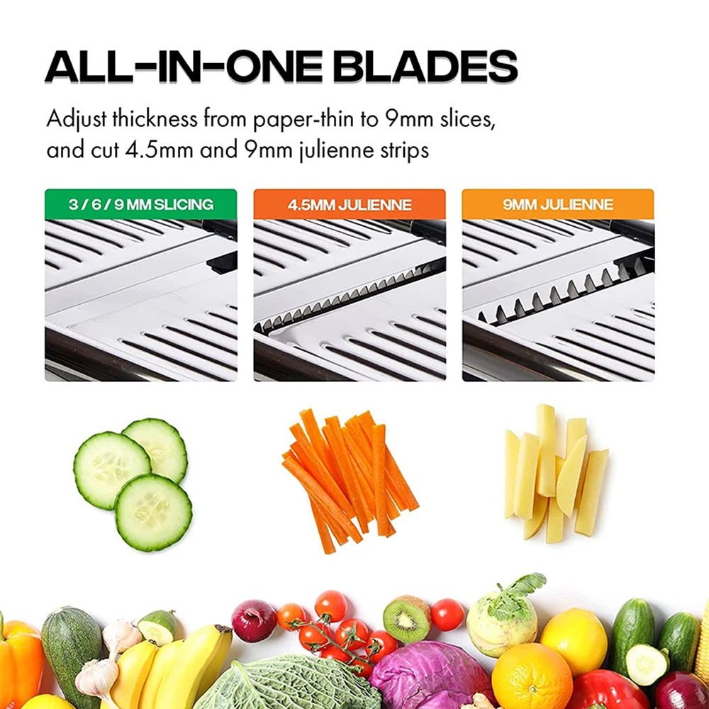 BladeAuxi Adjustable Mandoline Slicer with 6 Cuts & Safety Glove