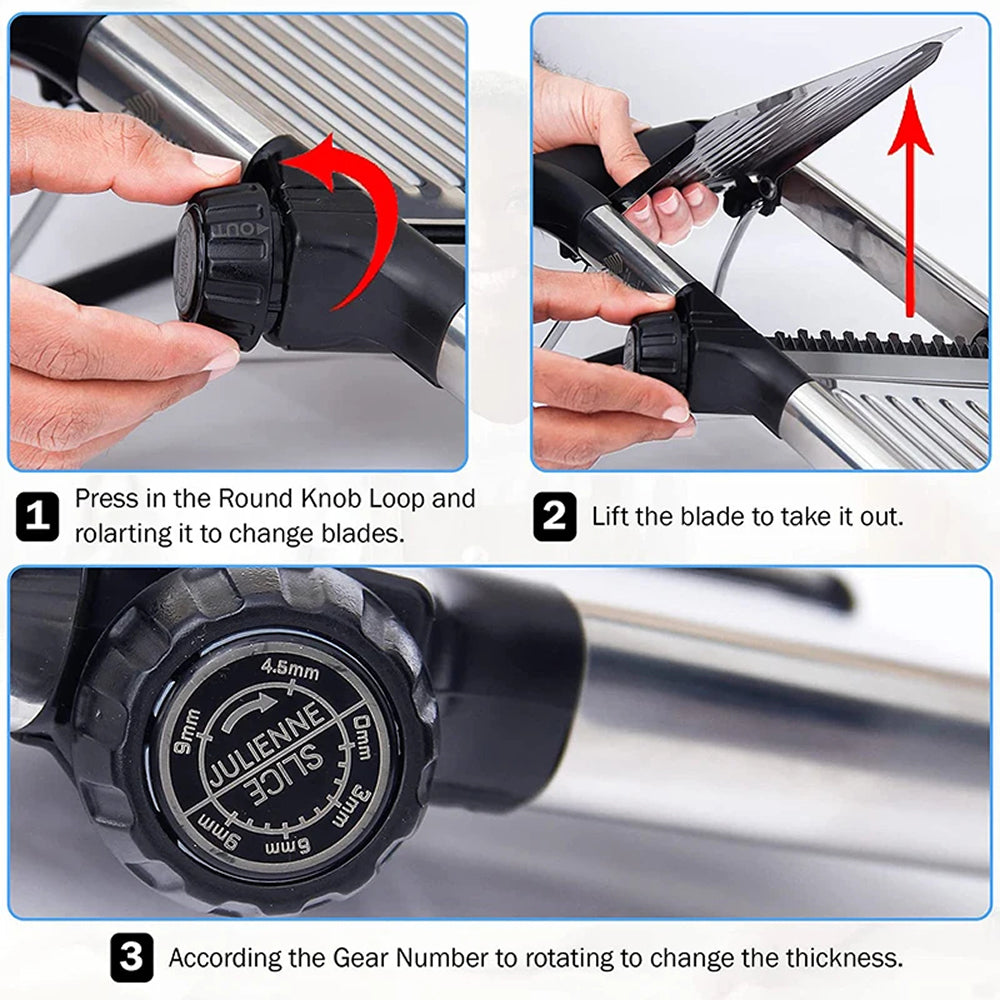 BladeAuxi Adjustable Mandoline Slicer with 6 Cuts & Safety Glove