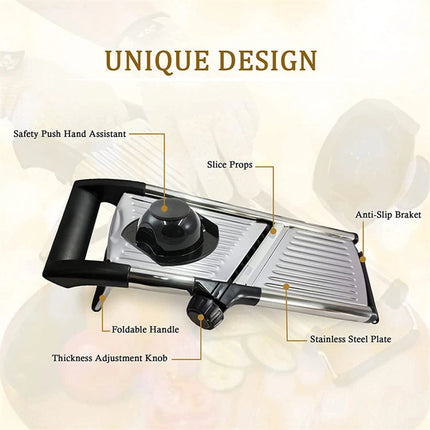 BladeAuxi Adjustable Mandoline Slicer with 6 Cuts & Safety Glove