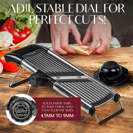 BladeAuxi Adjustable Mandoline Slicer with 6 Cuts & Safety Glove