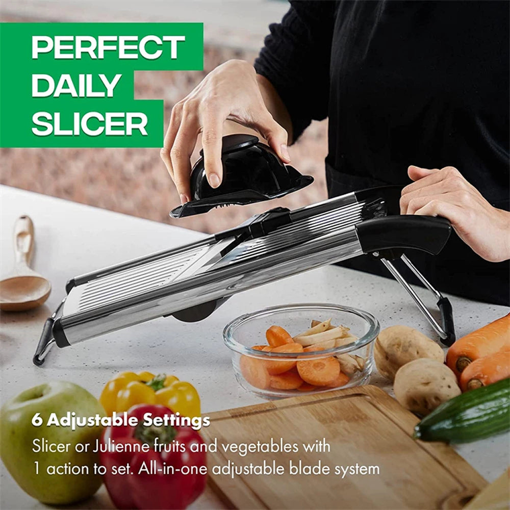 BladeAuxi Adjustable Mandoline Slicer with 6 Cuts & Safety Glove
