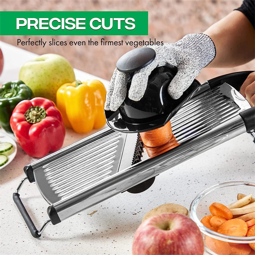 BladeAuxi Adjustable Mandoline Slicer with 6 Cuts & Safety Glove