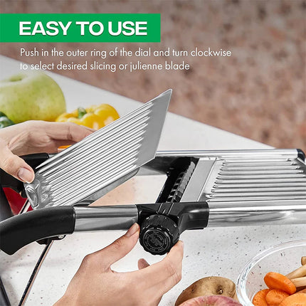 BladeAuxi Adjustable Mandoline Slicer with 6 Cuts & Safety Glove