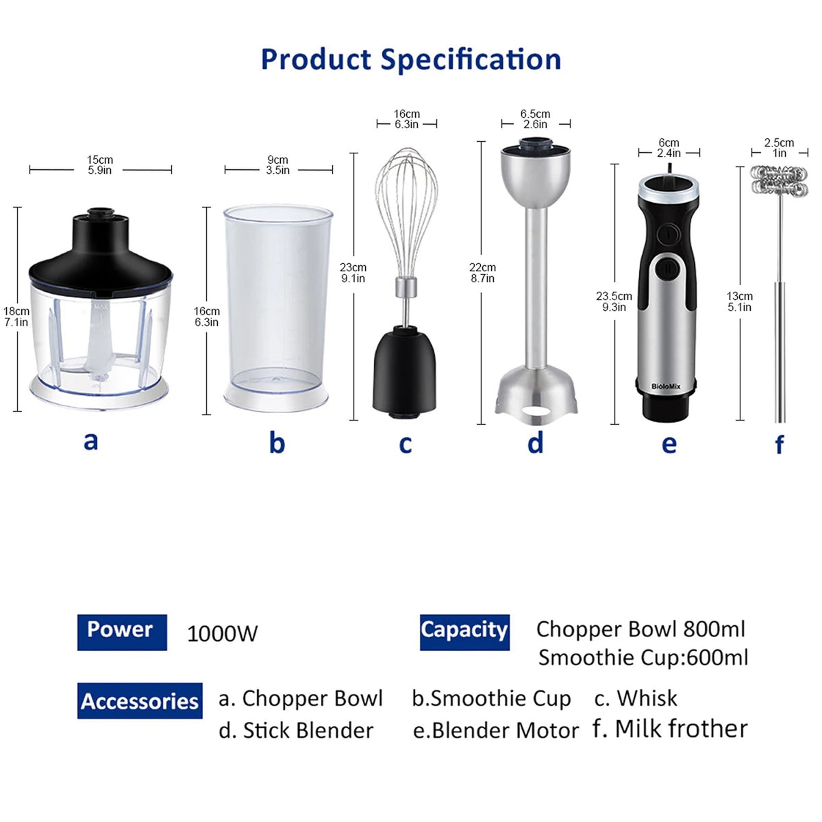 BlenDorie Professional 5-in-1 Immersion Blender with 1200W Motor