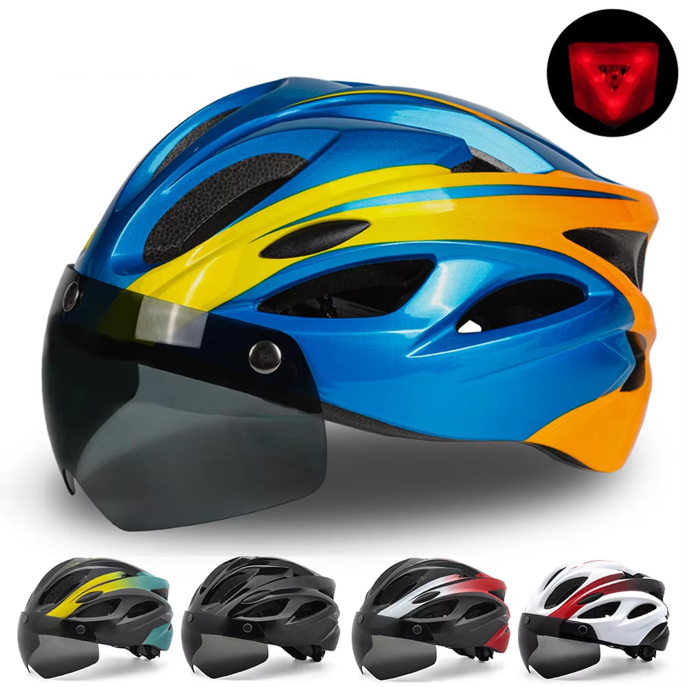 Cranexo CE-Certified Bike Helmet with LED Light & Magnetic Goggles