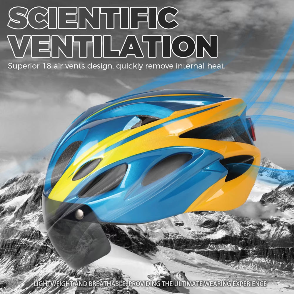 Cranexo CE-Certified Bike Helmet with LED Light & Magnetic Goggles