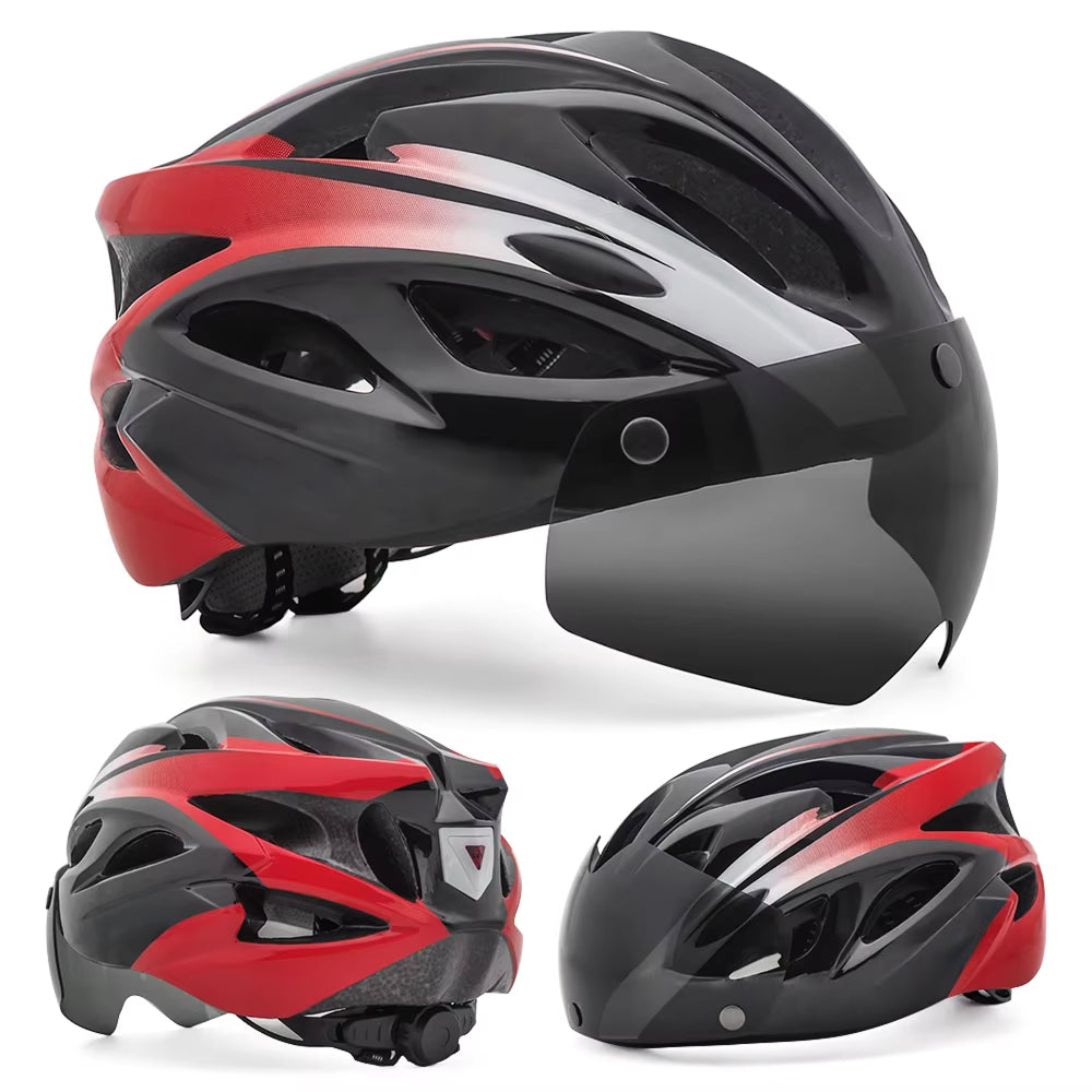Cranexo CE-Certified Bike Helmet with LED Light & Magnetic Goggles