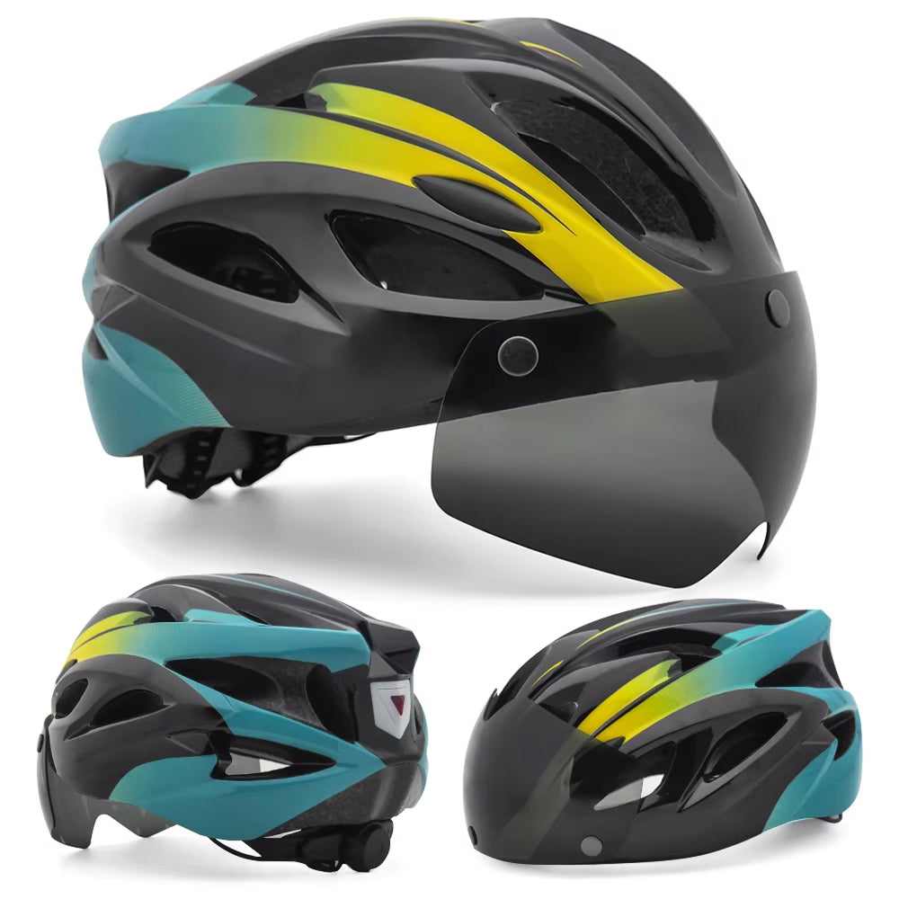 Cranexo CE-Certified Bike Helmet with LED Light & Magnetic Goggles