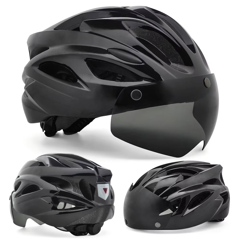 Cranexo CE-Certified Bike Helmet with LED Light & Magnetic Goggles