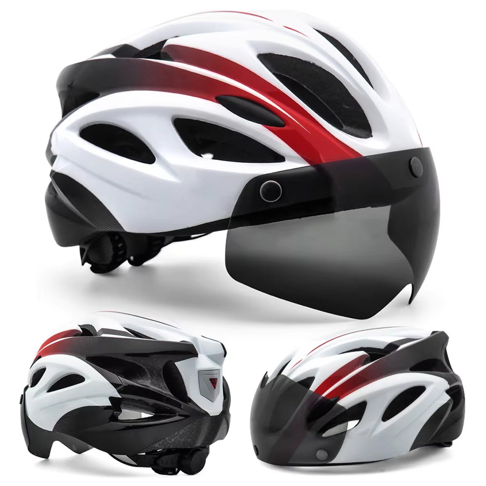 Cranexo CE-Certified Bike Helmet with LED Light & Magnetic Goggles