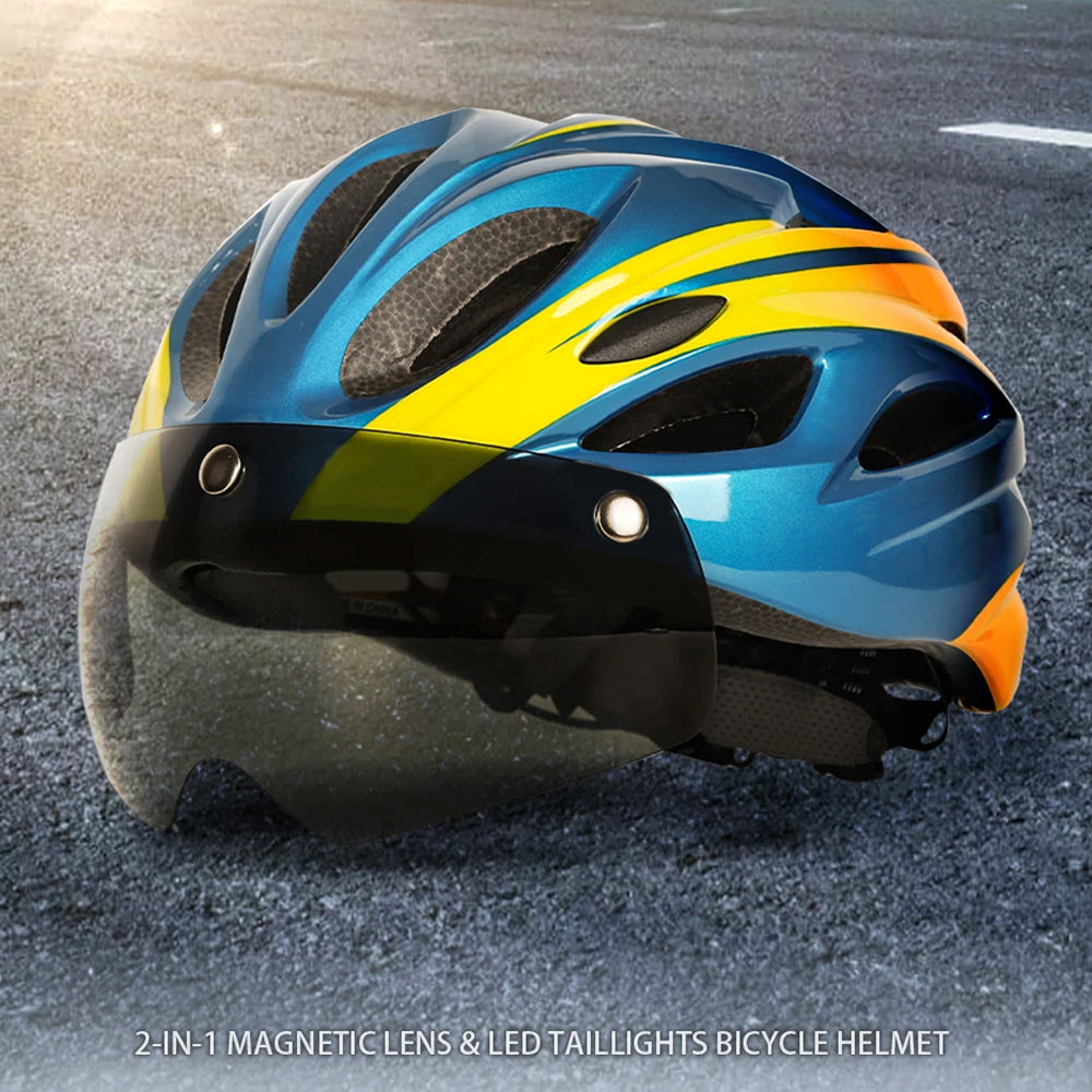 Cranexo CE-Certified Bike Helmet with LED Light & Magnetic Goggles
