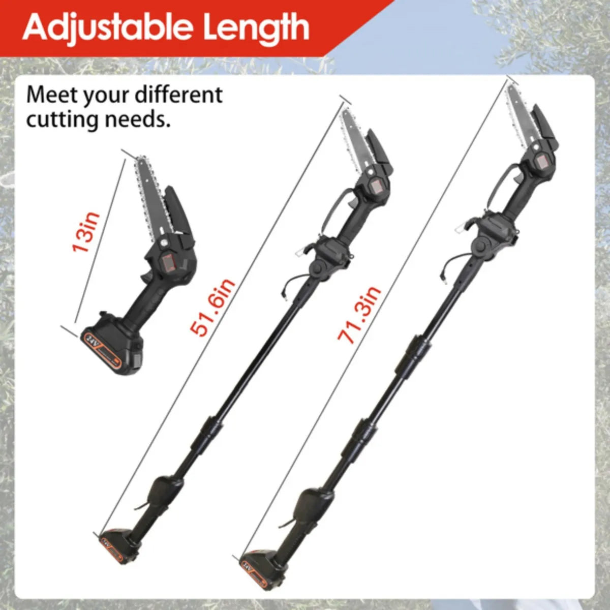 CrestiCut 2-in-1 Cordless Pole Saw & Mini Chainsaw for Trees