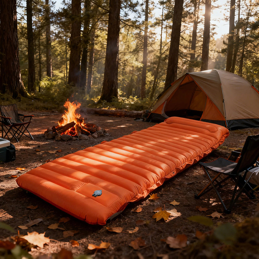 DoziePod 4-Inch Inflatable Camping Mattress with Built-In Foot Pump