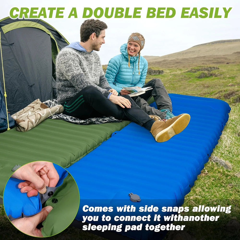 DoziePod 4-Inch Inflatable Camping Mattress with Built-In Foot Pump