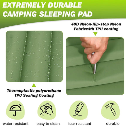 DoziePod 4-Inch Inflatable Camping Mattress with Built-In Foot Pump