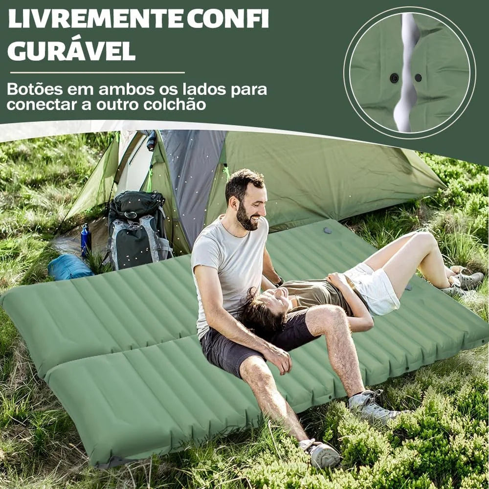 DoziePod 4-Inch Inflatable Camping Mattress with Built-In Foot Pump