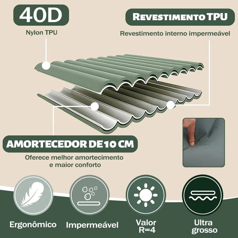 DoziePod 4-Inch Inflatable Camping Mattress with Built-In Foot Pump