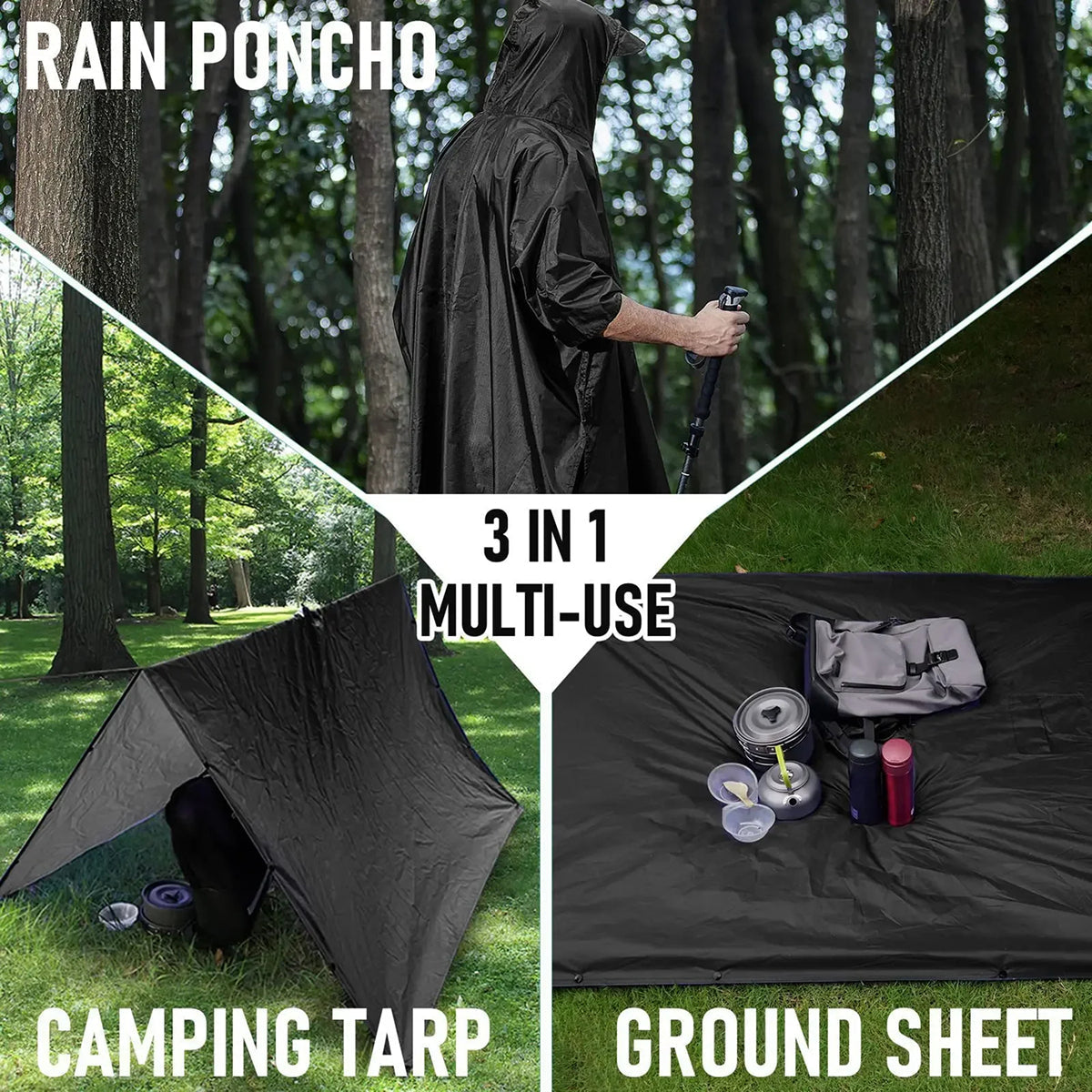 DryeeVox 3-in-1 Military Ripstop Rain Poncho