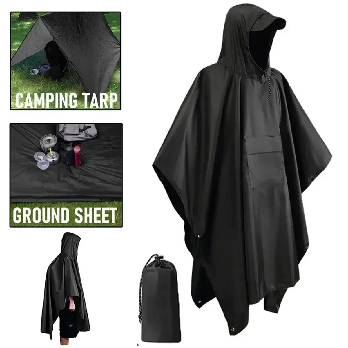 DryeeVox 3-in-1 Military Ripstop Rain Poncho