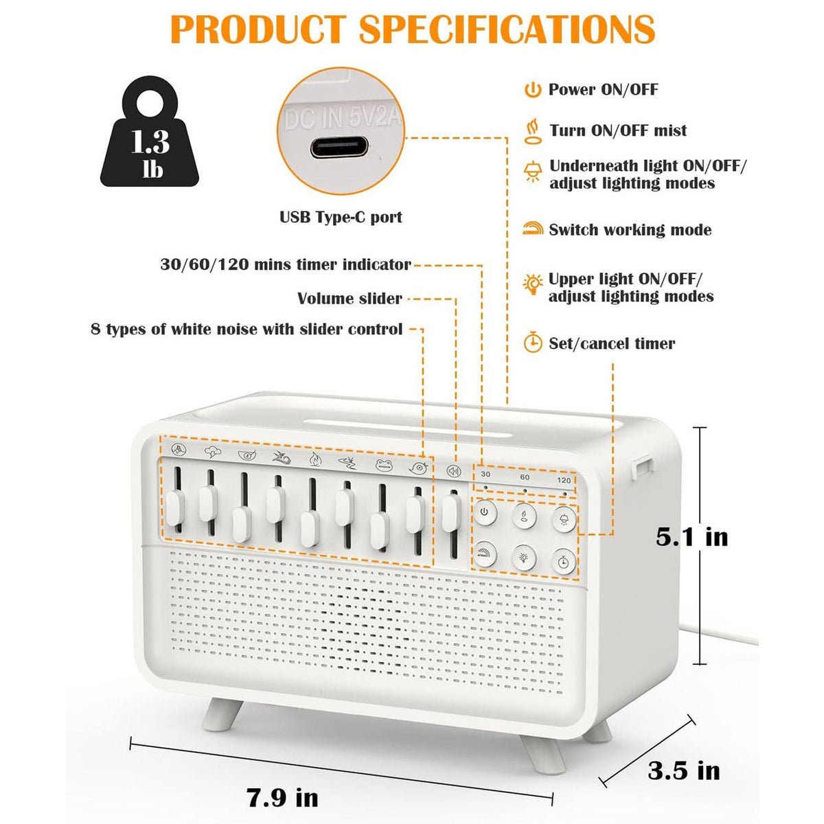 EryHush 4-in-1 Sleep Sound Machine and Humidifier