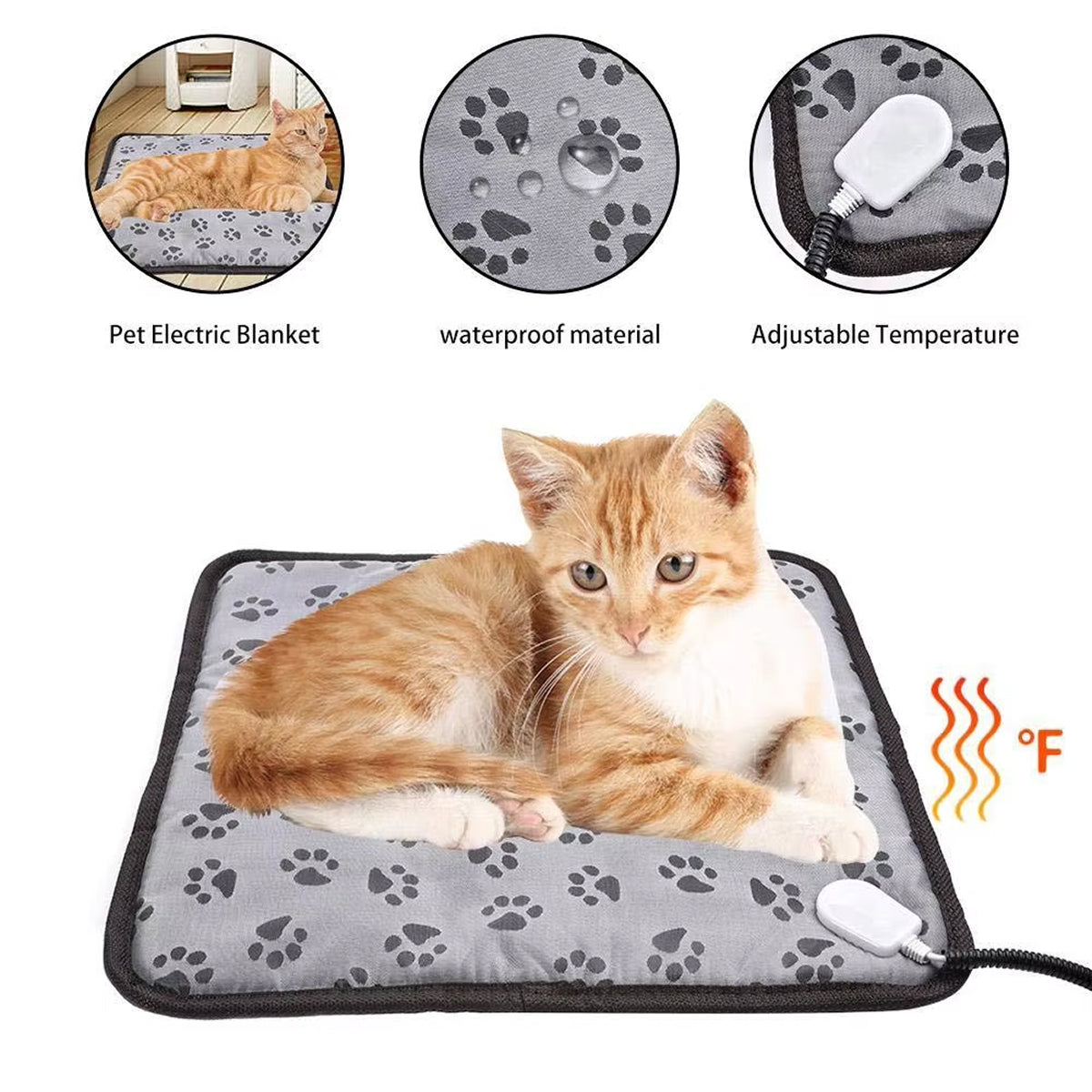 Firopup Pet Heat Pad | Waterproof Warming Mat with Anti-Bite Cord