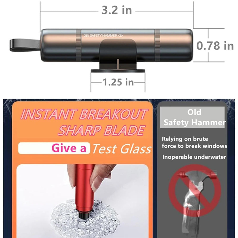 GlasiTeki 2-in-1 Car Escape Tool and Seatbelt Cutter