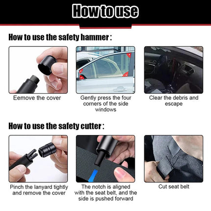 GlasiTeki 2-in-1 Car Escape Tool and Seatbelt Cutter