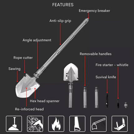 GraviRik Military-Grade Tactical Survival Shovel & Multi-Tool