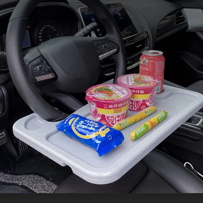 GripiDesk Mobile Car Desk and Steering Wheel Food Tray