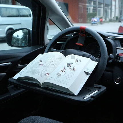 GripiDesk Mobile Car Desk and Steering Wheel Food Tray
