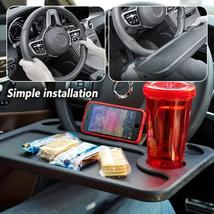 GripiDesk Mobile Car Desk and Steering Wheel Food Tray