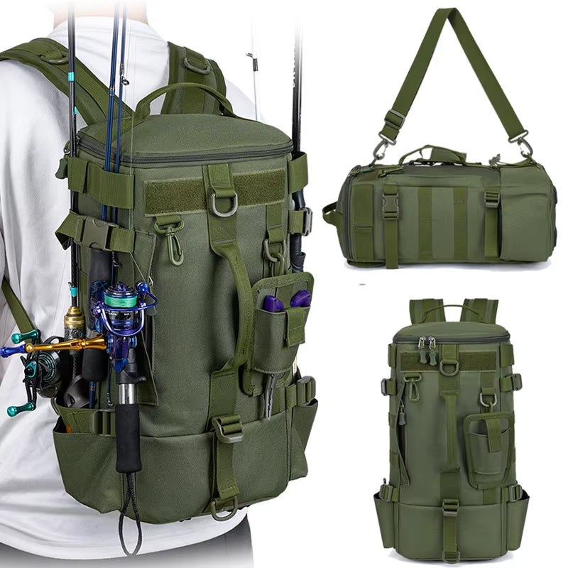 GripiLoft Tactical Fishing Backpack with Rod Holders