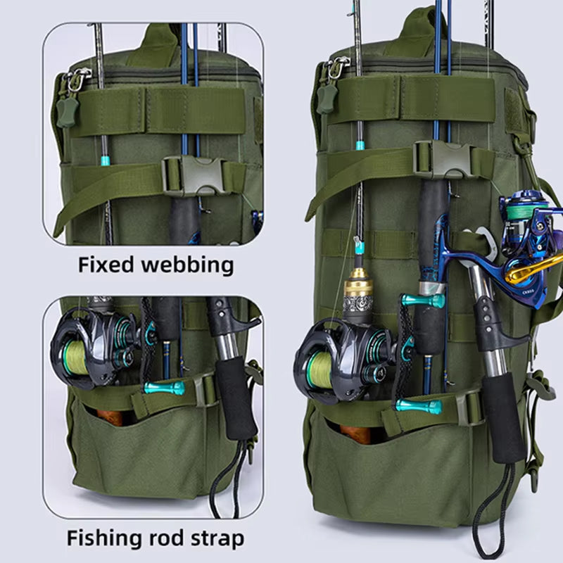 GripiLoft Tactical Fishing Backpack with Rod Holders