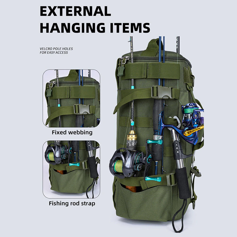 GripiLoft Tactical Fishing Backpack with Rod Holders