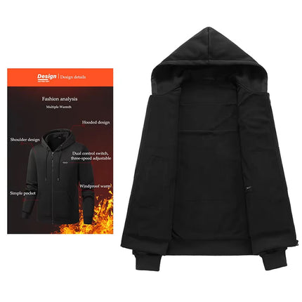 HoodyCoze 17-Zone Dual-Control Heated Hoodie for Winter