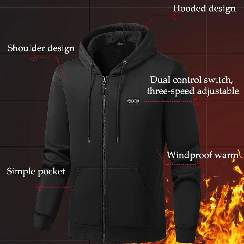 HoodyCoze 17-Zone Dual-Control Heated Hoodie for Winter